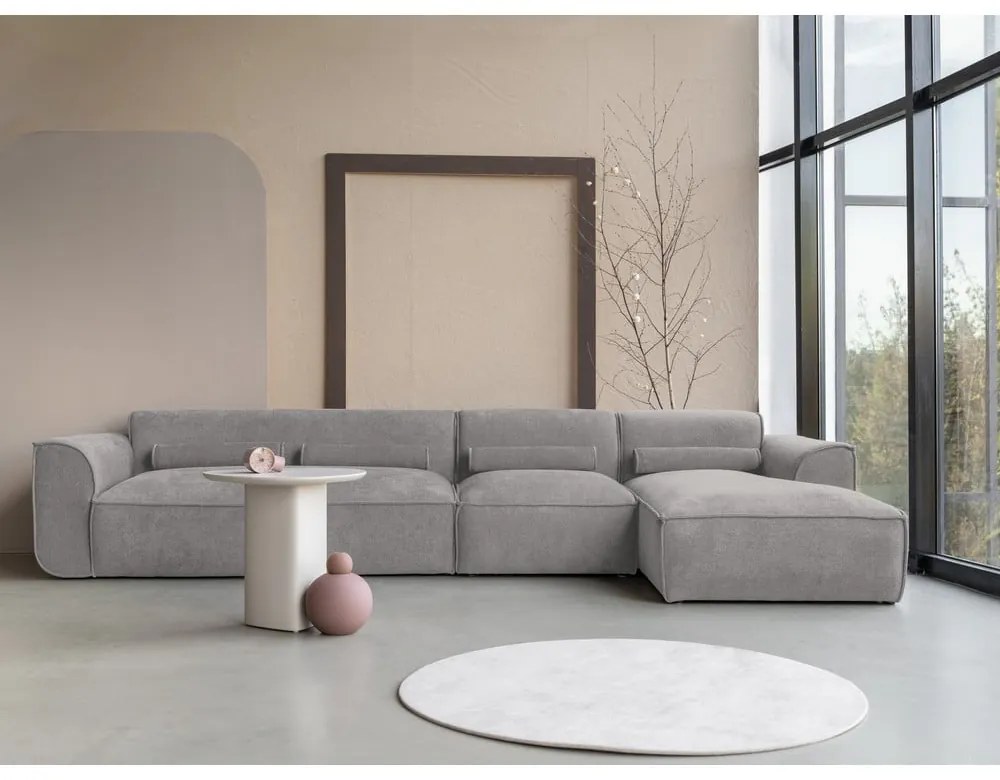 Divano angolare componibile in grigio chiaro (con penisola a destra) Flex Felix – Miuform