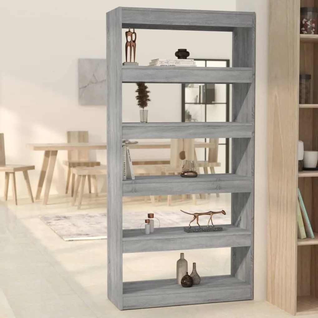 Libreria/divisorio grigio sonoma 80x30x166 cm in truciolato