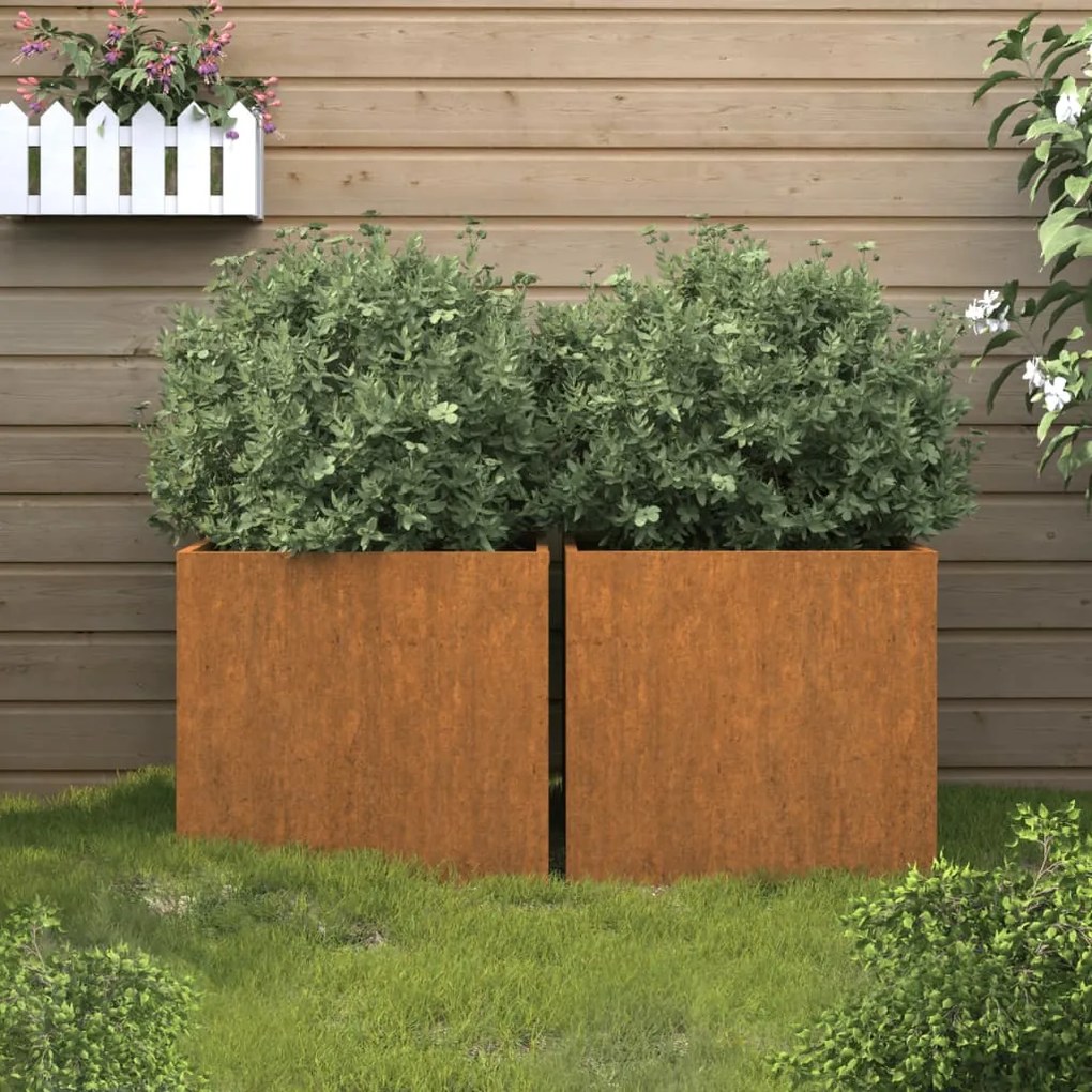 Fioriere 2 Pz 32x30x29 Cm Acciaio Corten /