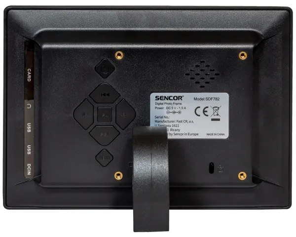 Sencor - Cornice per foto digitale con altoparlante 230V nero + telecomando