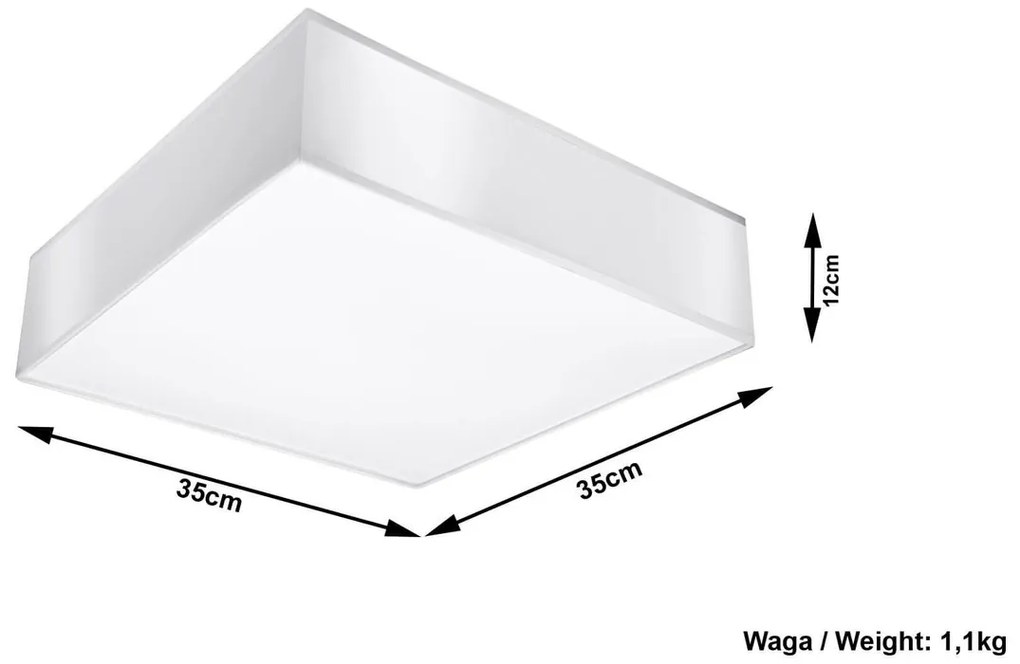 Plafoniera Quadrata da Soffitto in PVC 2xE27 HORUS 35 White da interno