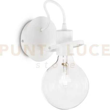 Radio applique a parete in metallo con lampadina e27 inclusa bianco
