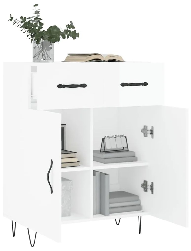 Credenza 69,5x34x90 cm in Legno Multistrato Bianco Lucido