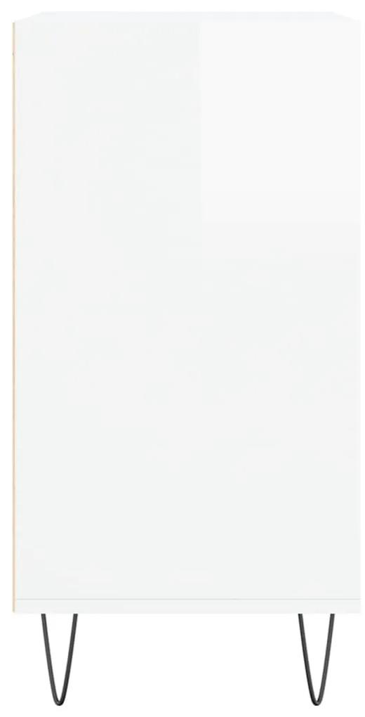 Credenza Bianco Lucido 57x35x70 cm in Legno Multistrato