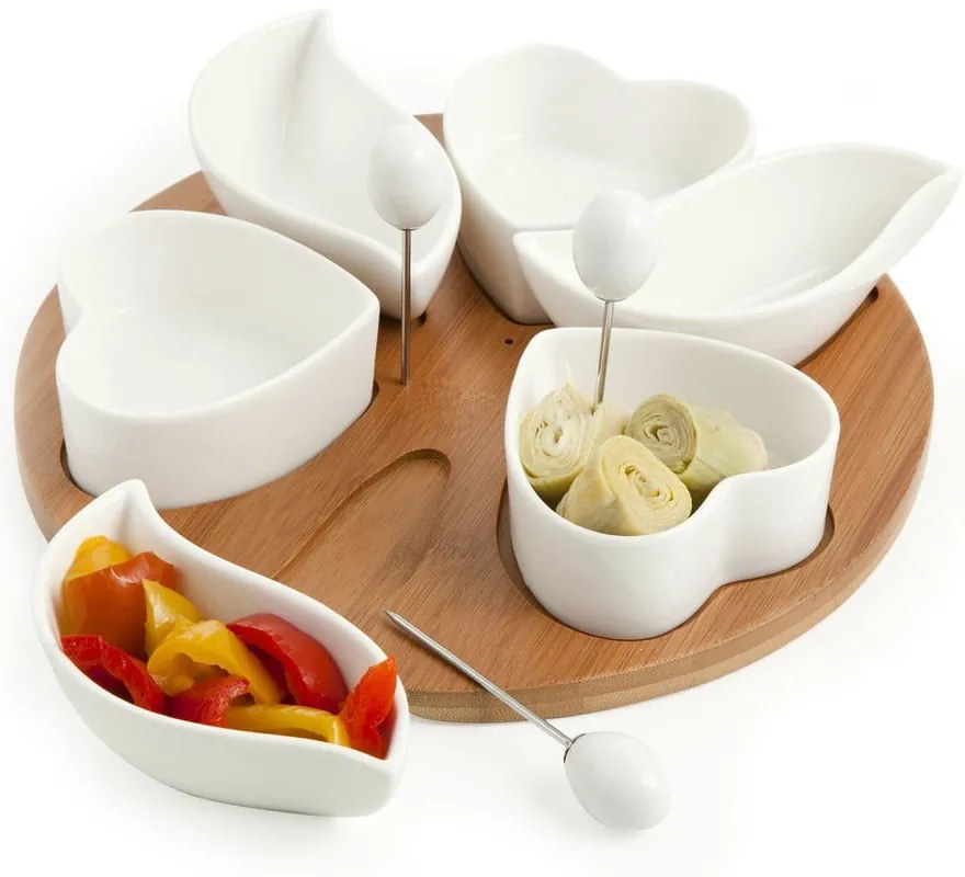 Set di 6 ciotole da portata con vassoio in bambù e spiedino Hors Hors D'Ouvre - Brandani