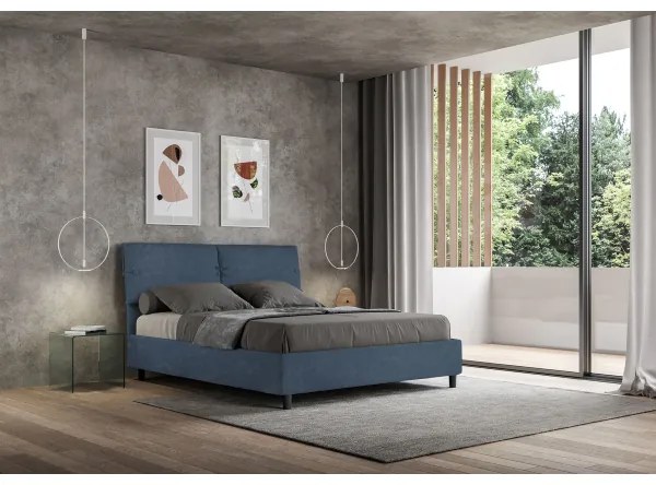 Letto contenitore da 160x200 in microfibra blu Sleeper