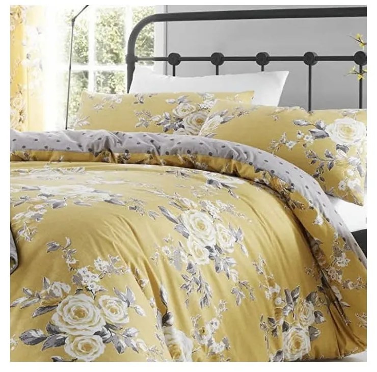 Biancheria da letto gialla con motivo floreale , 200 x 200 cm Canterbury - Catherine Lansfield