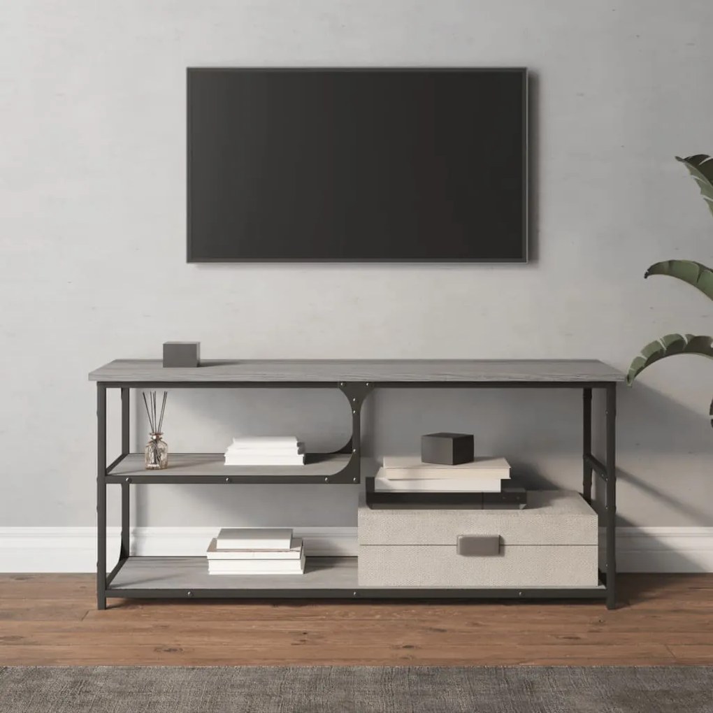 Mobile TV Grigio Sonoma 103x38x46,5cm Legno Multistrato Acciaio