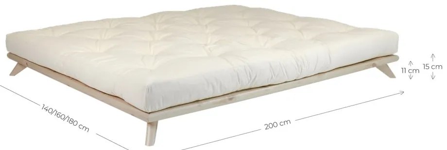 Letto matrimoniale in legno di pino con griglia 180x200 cm Senza - Karup Design