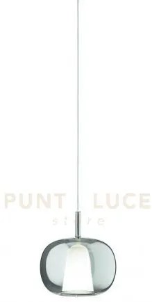 Vetro thelma 2 fume' d.25cm h.27cm 1 luce attacco e27 base d'attacc...