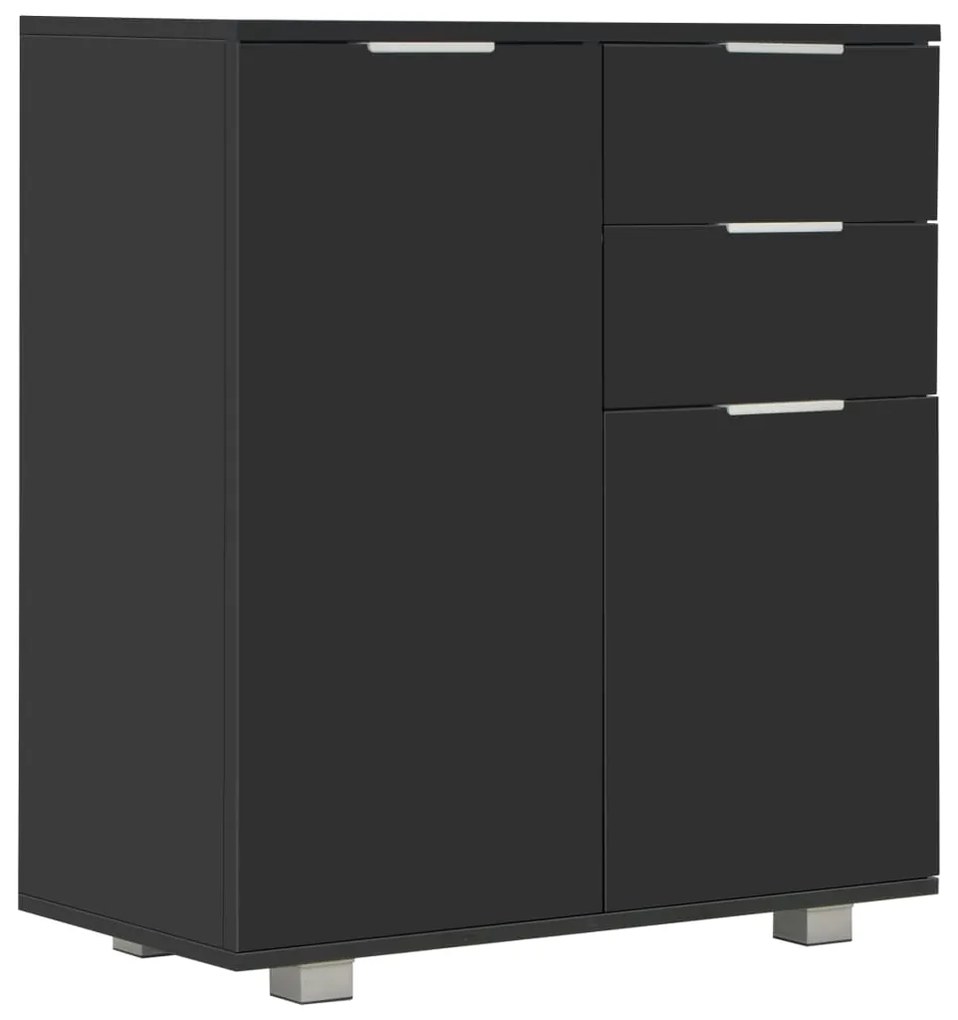 Credenza con finitura lucida nera 71x35x80 cm in truciolato