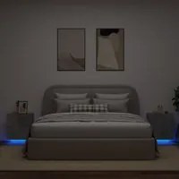 Comodini con Luci LED 2pz Grigio Cemento in Legno Multistrato 836742