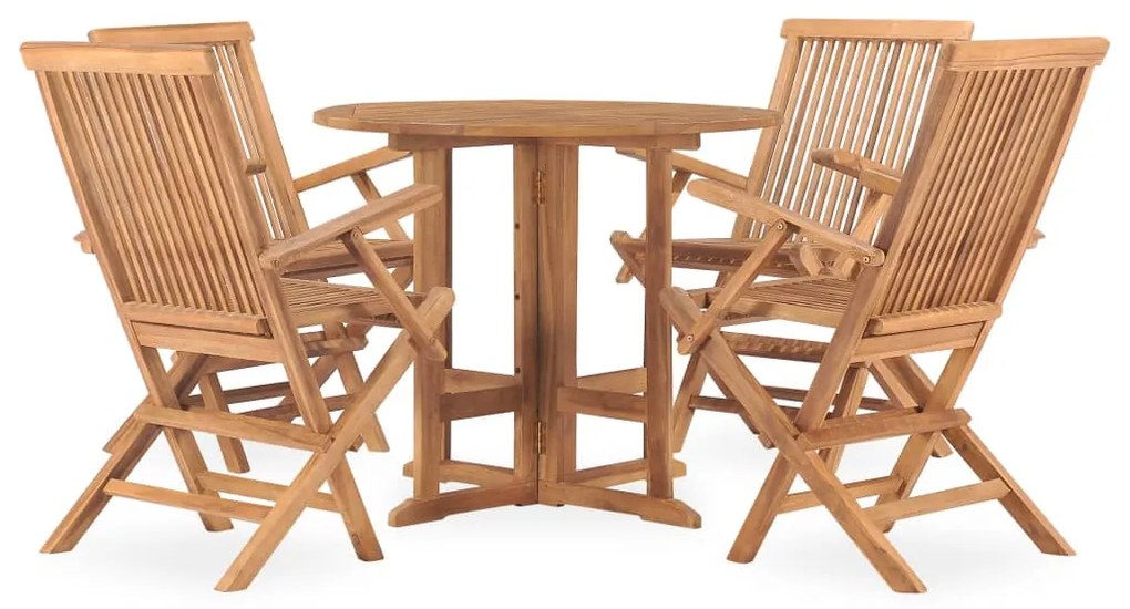 Set da pranzo da giardino 5 pz pieghevole in massello di teak