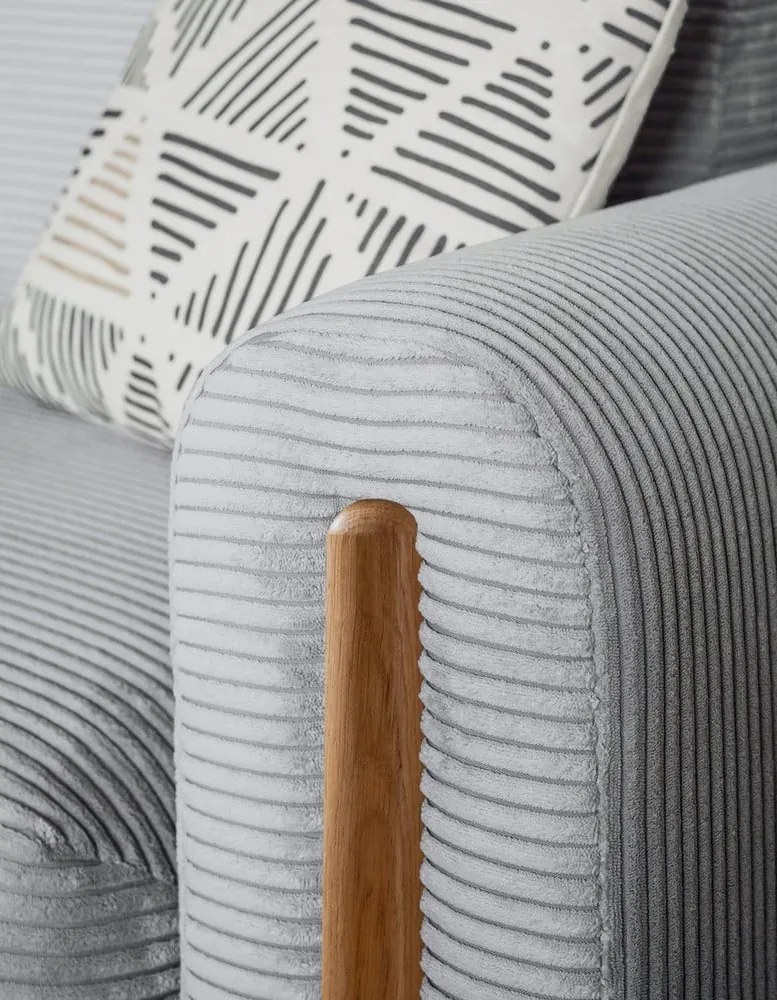 Divano grigio allungabile/con contenitore e rivestimento in velluto a coste 244 cm Arcadova – ELTAP