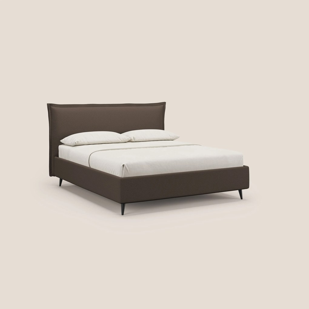 Hans letto contenitore imbottito minimal in tessuto simil cotone impermeabile T19 marrone