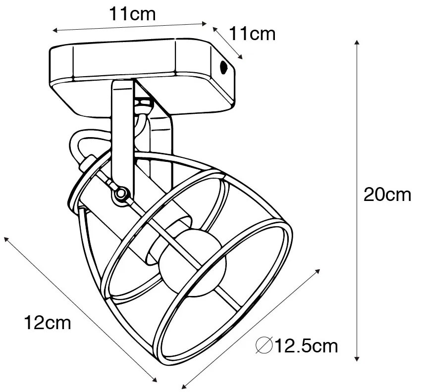 Faretto industriale grigio scuro con legno regolabile - Arthur