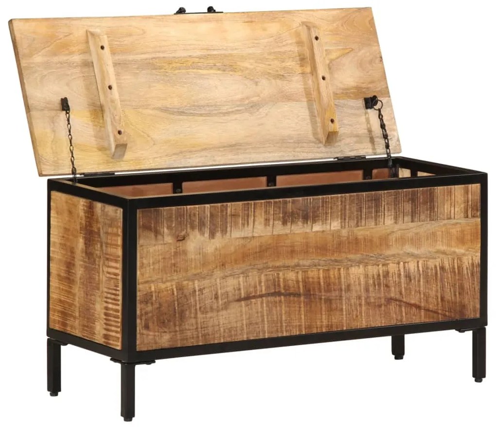 Scatola portaoggetti 82x30x43 cm legno massello di mango grezzo