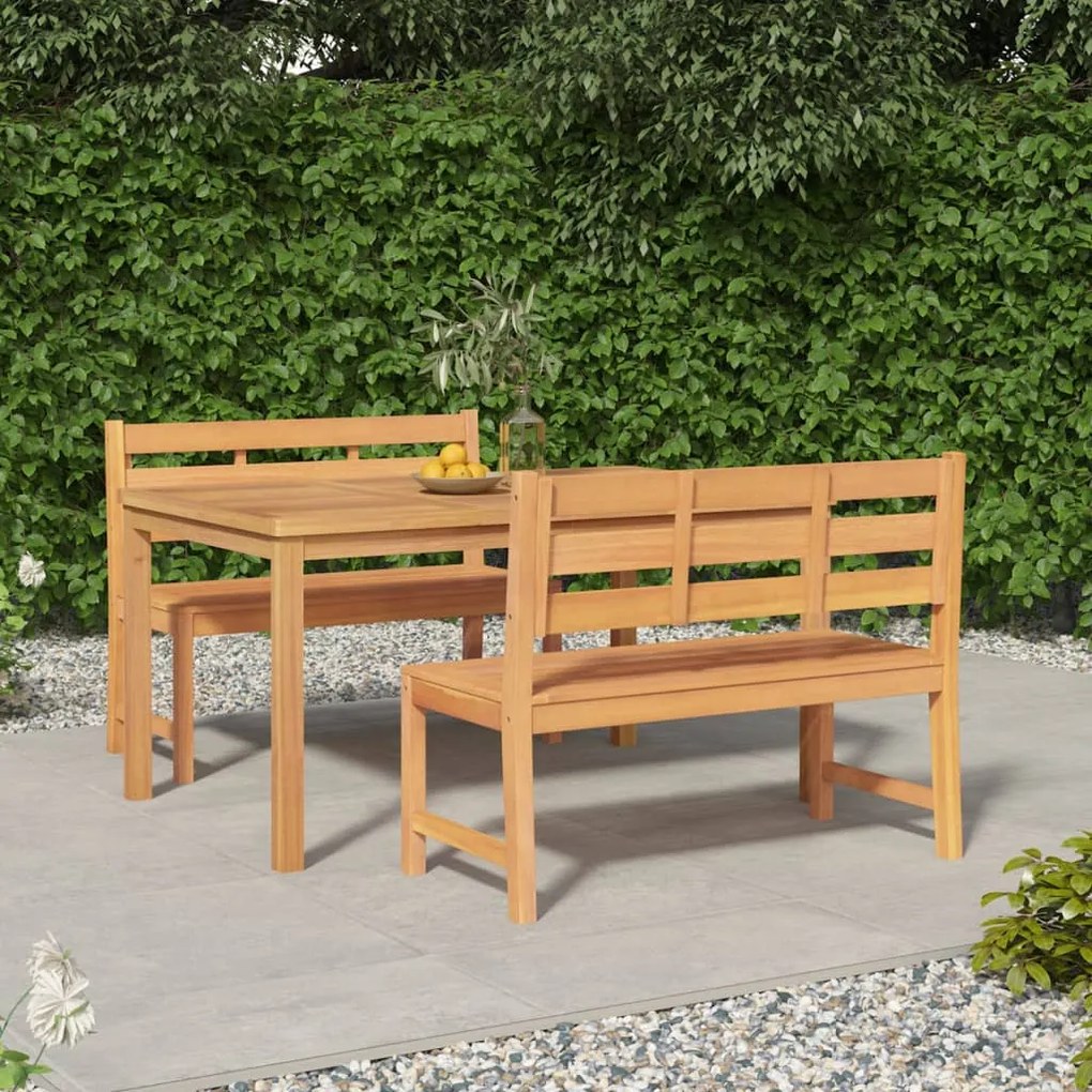 Set da pranzo per giardino 3 pz in legno massello di teak