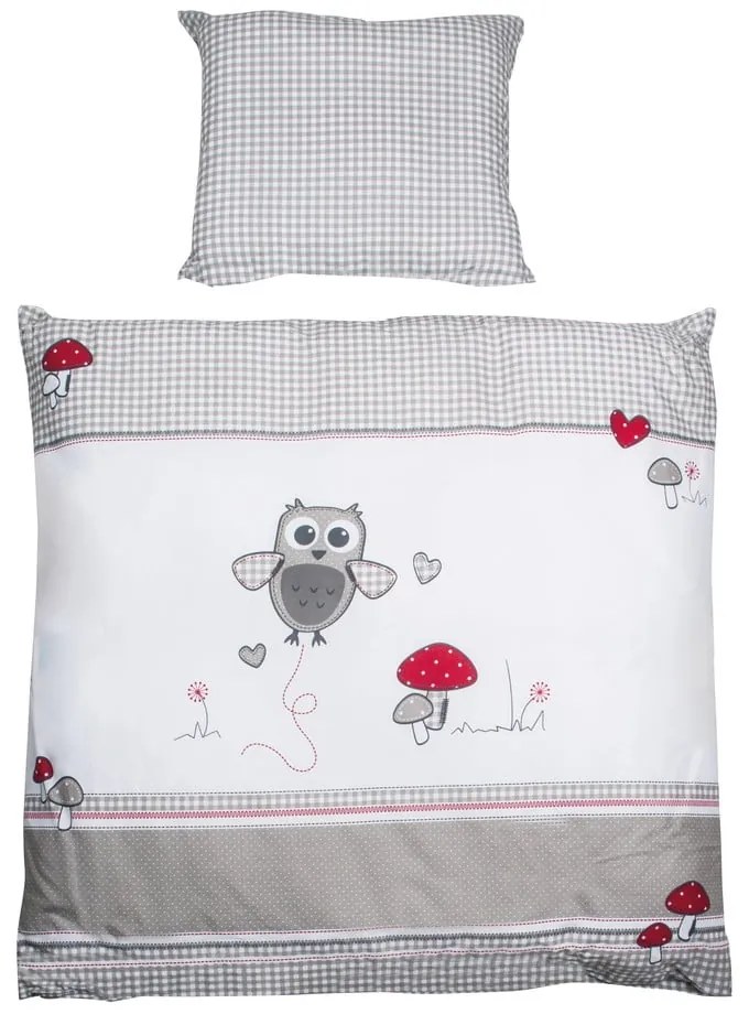 Set copripiumino e federa da bambini bianco/grigio in cotone per culla 80x80 cm Adam &amp; Eule – Roba