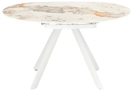 Tavolo in pietra effetto marmo Pandora ROUND con piano girevole D135 cm