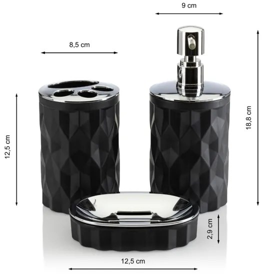 Set da bagno REINA 5 pz nero/cromo