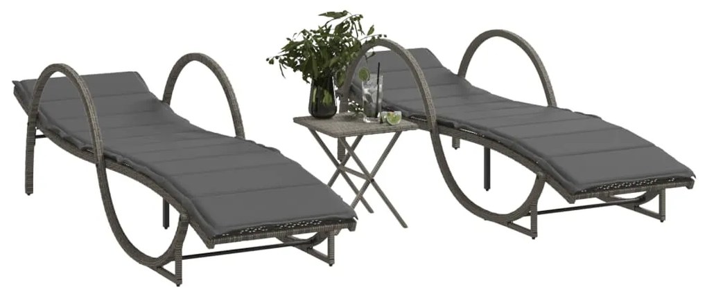 Lettini Prendisole 2 Pz Con Tavolino Grigio İn Polyrattan /