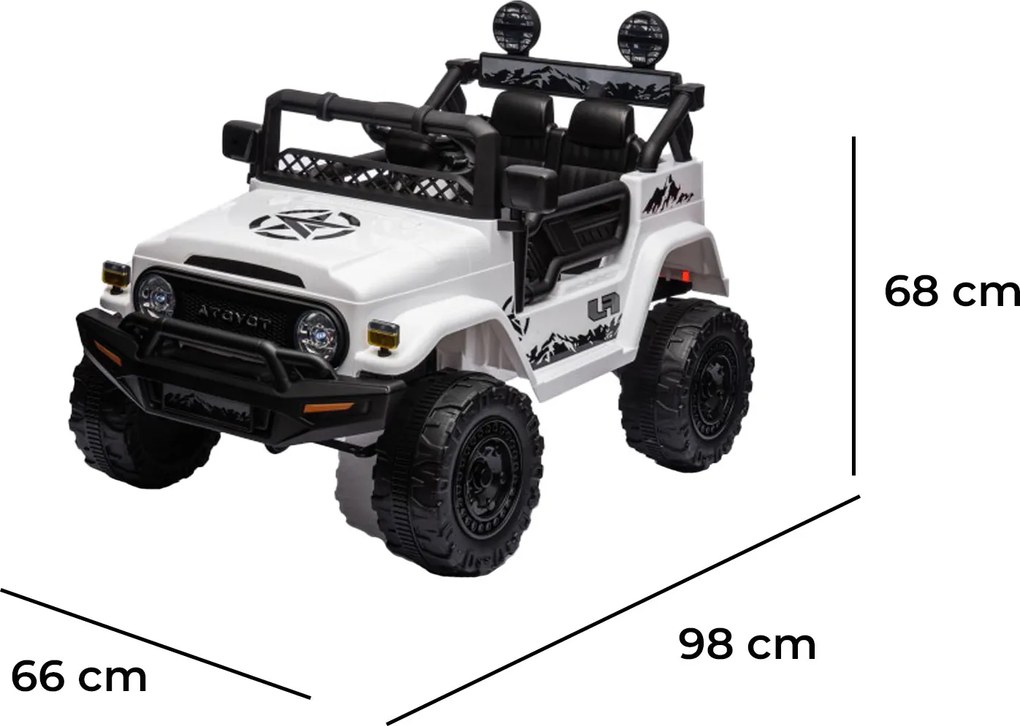 Macchina Elettrica per Bambini Fuoristrada Toyota Fj Cruiser 12V Telecomando Ruote in Gomma e Sedile in Pelle Bianco...