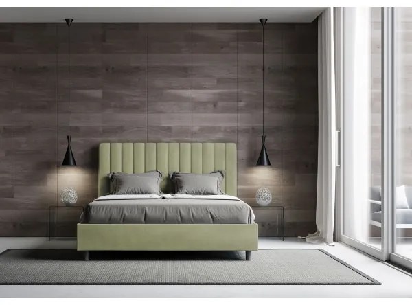 Letto matrimoniale e rete 160x200 in microfibra tč verde Agueda