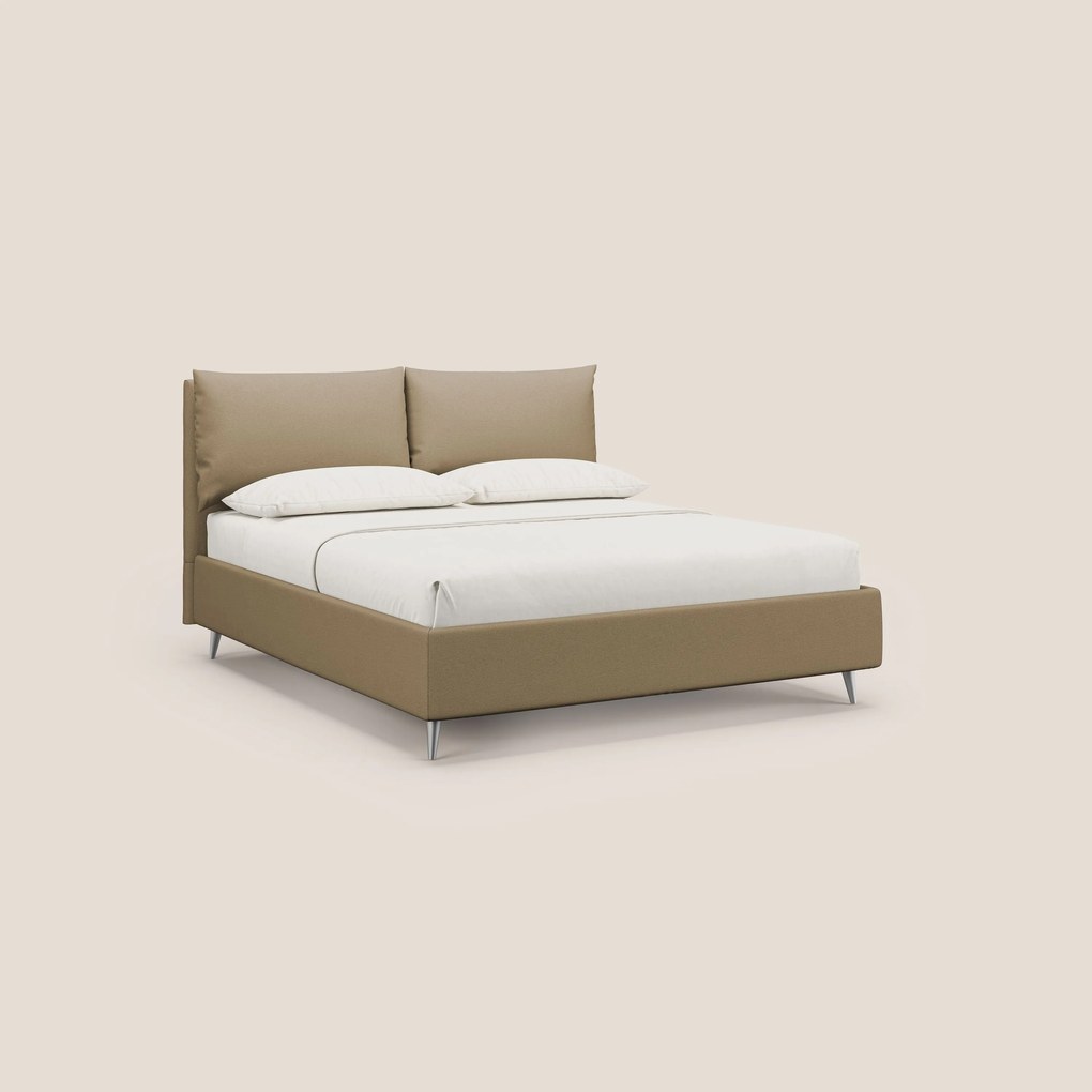 Elsa letto imbottito con vano contenitore in tessuto smacchiabile T05 beige