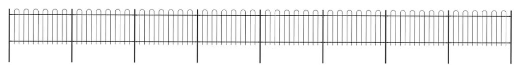 Recinzione Da Giardino Con Punta Tonda İn Acciaio 13,6x1 M Nera /