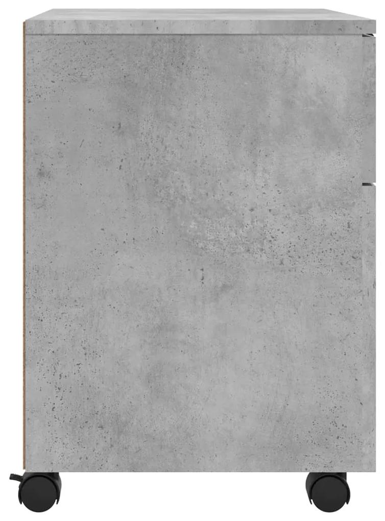 Schedario con ruote grigio cemento 45x38x54cm legno multistrato