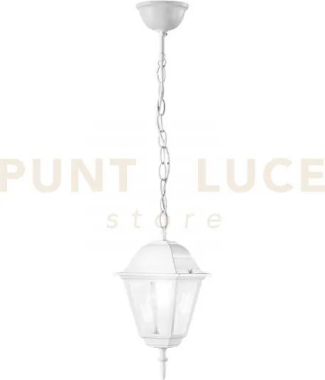 Sospensione roma bianca 1 luce attacco e27 ip44 14,6x14,6x97cm