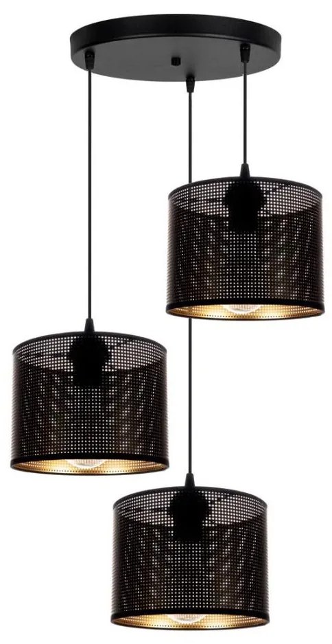 Lampadario a sospensione con filo ALDO 3xE27/60W/230V diametro 45 cm nero