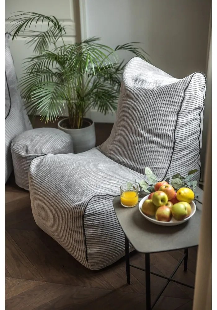 Puof a sacco grigio chiaro con rivestimento in bouclé Seat Lounge – SLOWDOWN