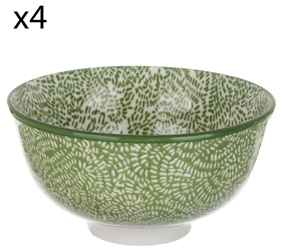 Set 4 coppette puntini verde porcellana Hanami