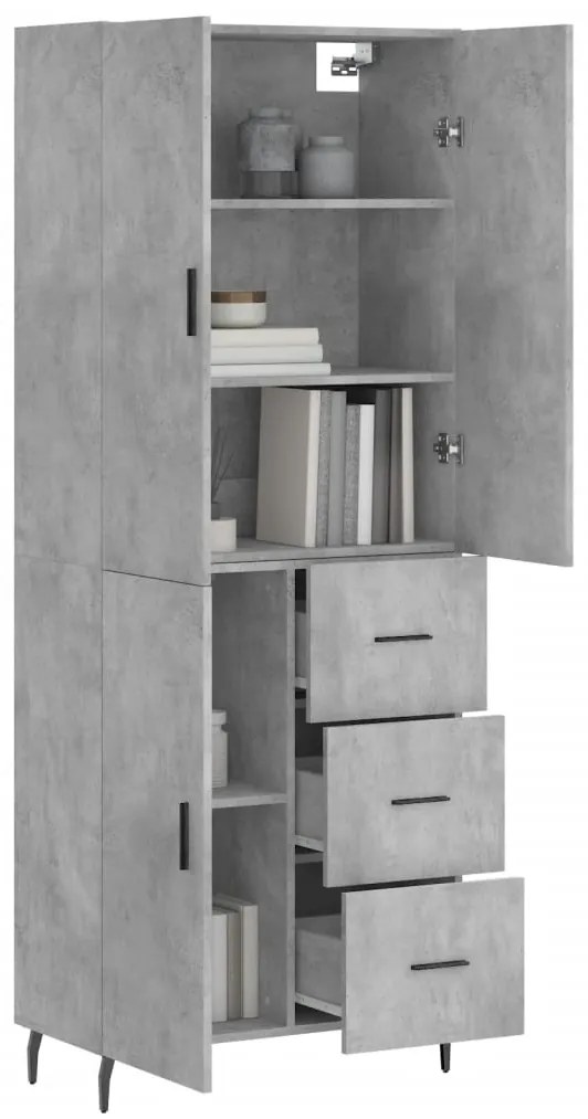 Credenza grigio cemento 69,5x34x180 cm in legno multistrato