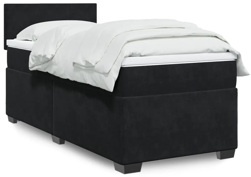 Giroletto A Molle Con Materasso Nero 90x190 Cm İn Velluto /