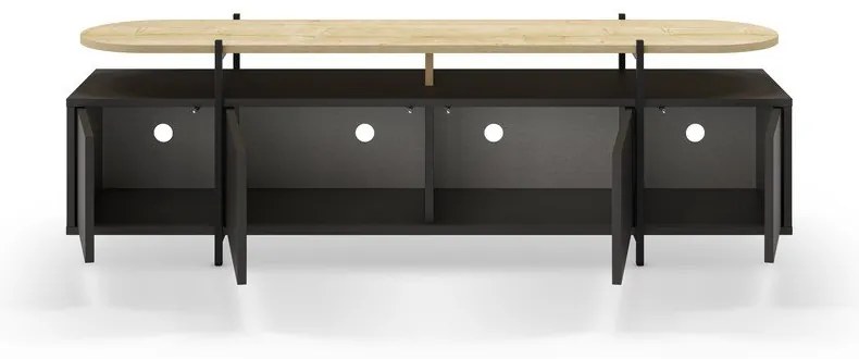 Tavolo TV nero in rovere 160x48 cm Hinoa - Marckeric