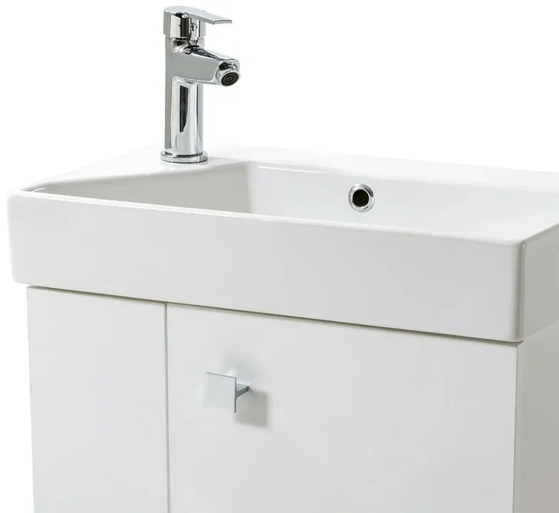 Mobile bagno sospeso salvaspazio 55 cm bianco lucido con specchio Strada