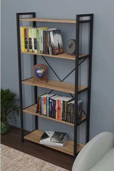 Libreria 5 Ripiani Stile Industrial 88x34x180 Derek Rovere