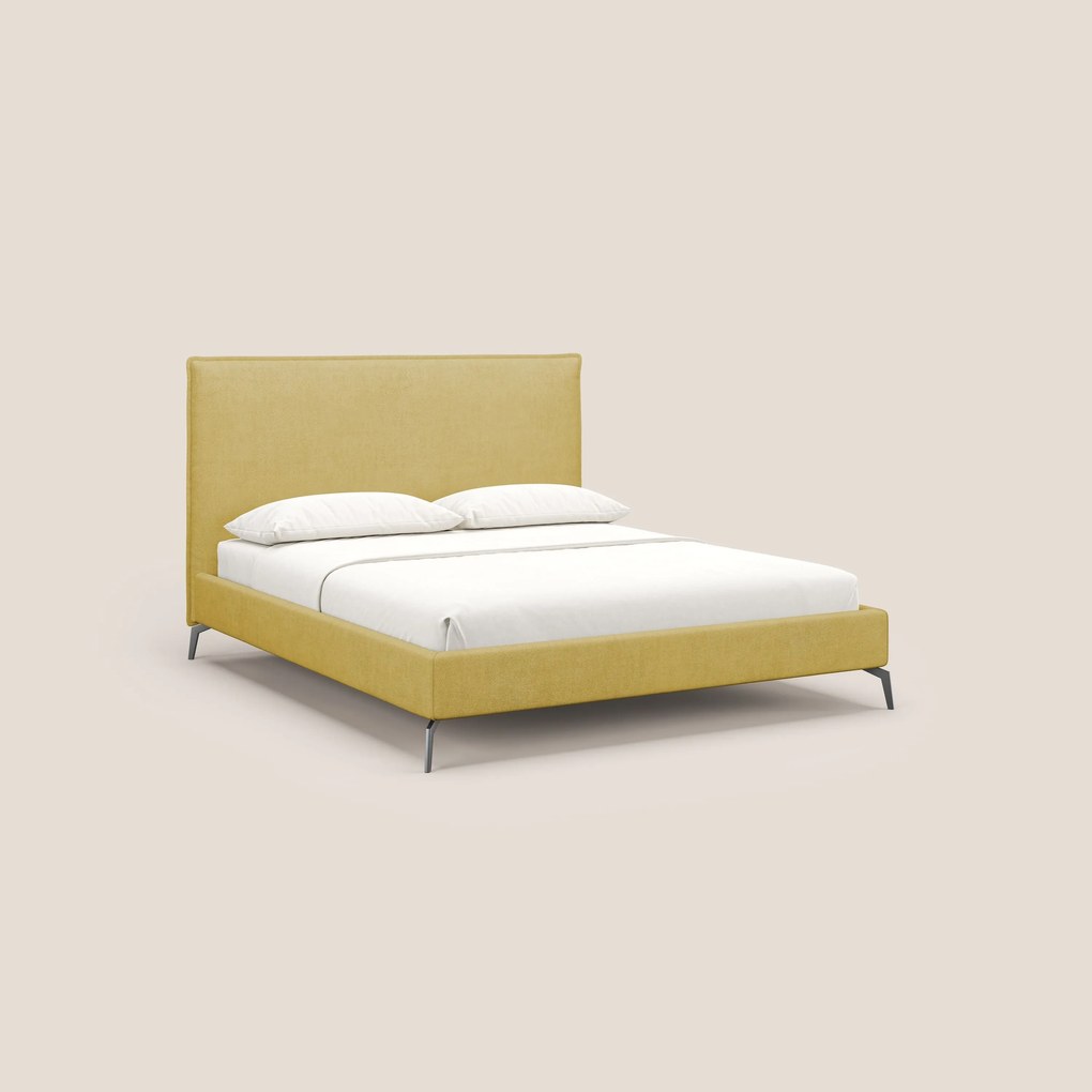 Iris letto imbottito con piedini neri sfoderabile in tessuto impermeabile T02 giallo