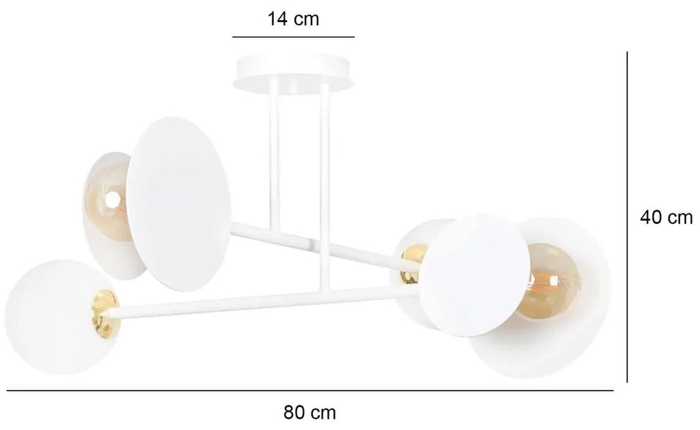 Plafoniera Moderna Inari Acciaio Bianco 4 Luci E27 Ip20