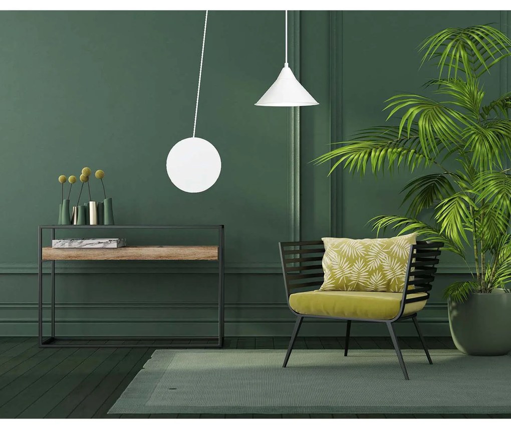 Sospensione Minimal 1 Luce Fujin In Acciao Bianco E Paralume A Cono