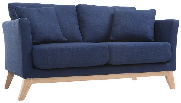 Divano scandinavo 2 posti blu scuro e piedi in legno chiaro OSLO