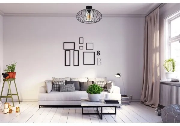 Lampadario a plafone CORRINI 1xE27/60W/230V diametro 34 cm nero/limpido