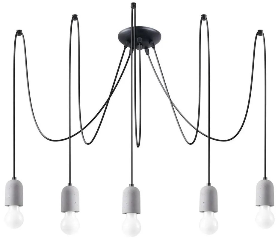Sollux SL.1161 - Lampadario a sospensione con filo NESO 5xE27/15W/230V ragno calcestruzzo