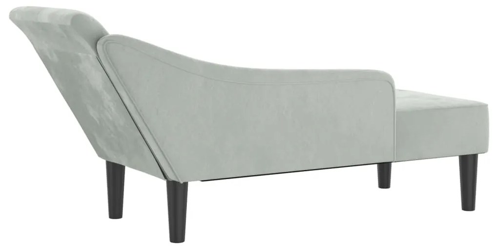 Chaise longue con cuscini grigio chiaro in velluto