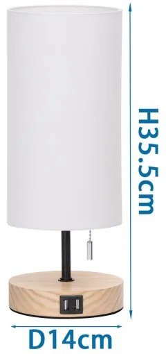 Aigostar - Lampada da tavolo con porta USB 1xE27/40W/230V beige