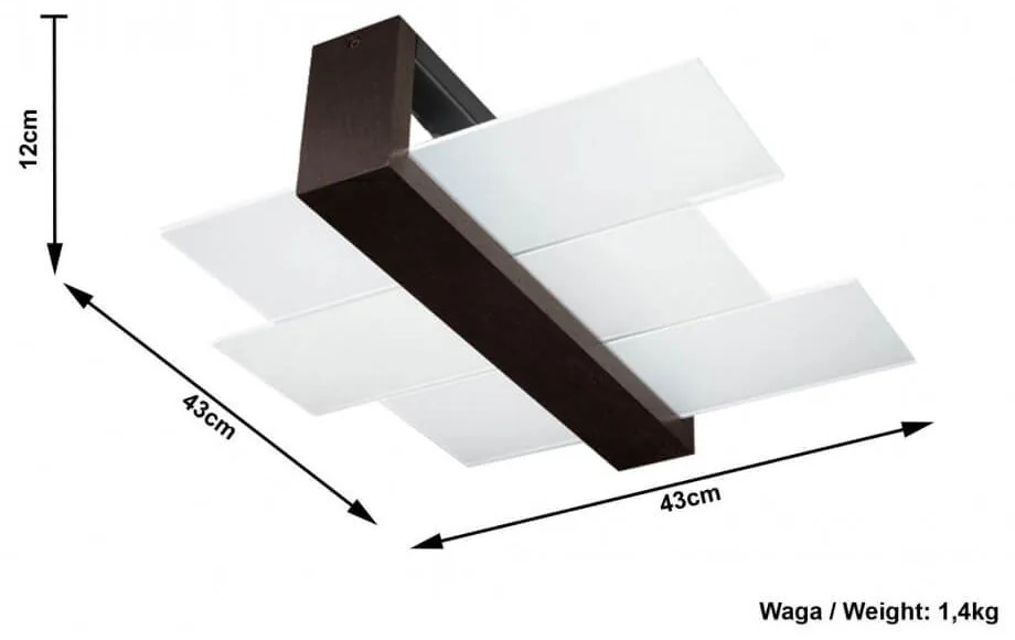 Plafoniera da Soffitto Legno Wenge e Vetro 2xE27 FENIKS 2 da Interno Colore del corpo Wenge