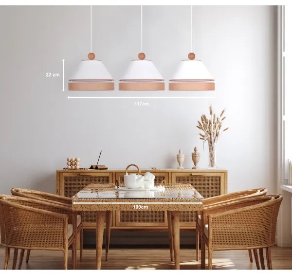 Duolla - Lampadario a sospensione con filo AVIGNON 3xE27/15W/230V bianco/marrone